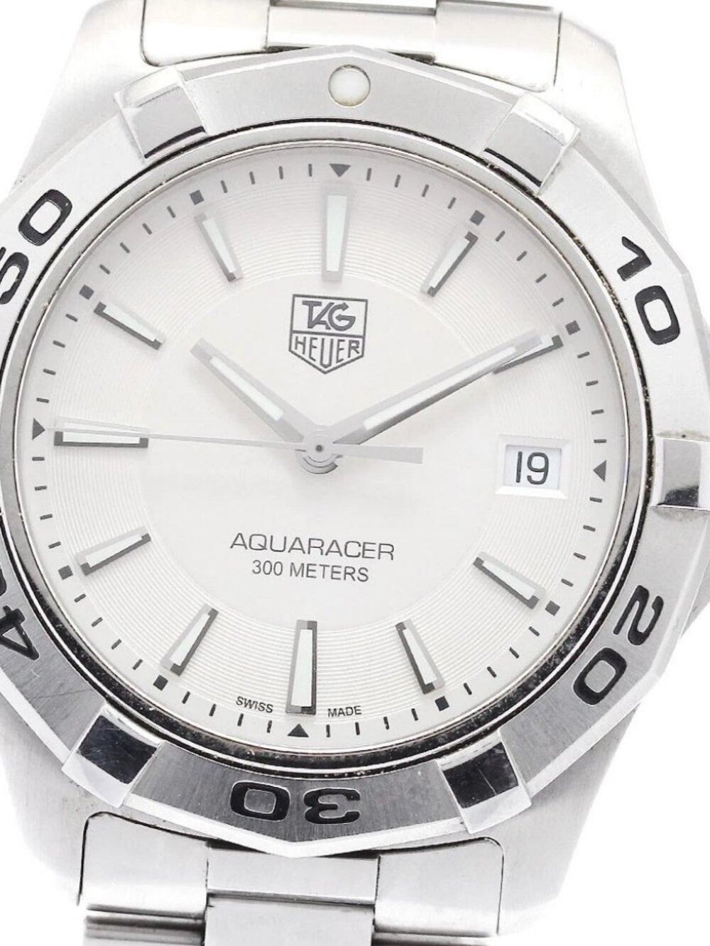 TAG HEUER Aqua racer WAP1111 Date Silver Dial Quartz Men's Watch_